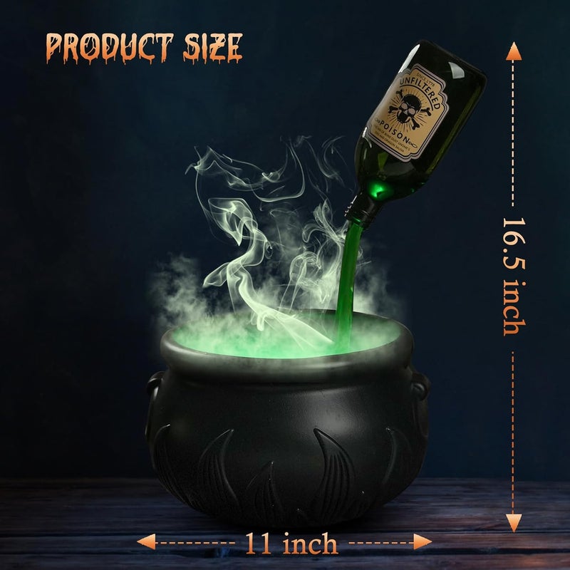 Zesua Halloween Decorations Indoor - DIY Floating Potion Set with Witches Cauldron and Mist Maker - Spooky Vintage Black Plastic Bowl Hocus Pocus Party Decor for Home Table Mantel Kitchen Room - Image 2